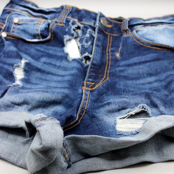 Kendall + Kylie Size 28 The Icon Cut Off Jean Extremely! Distressed Denim Shorts - Picture 6 of 11